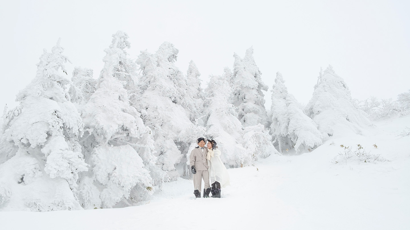 箕輪スキー場の樹氷にて撮影