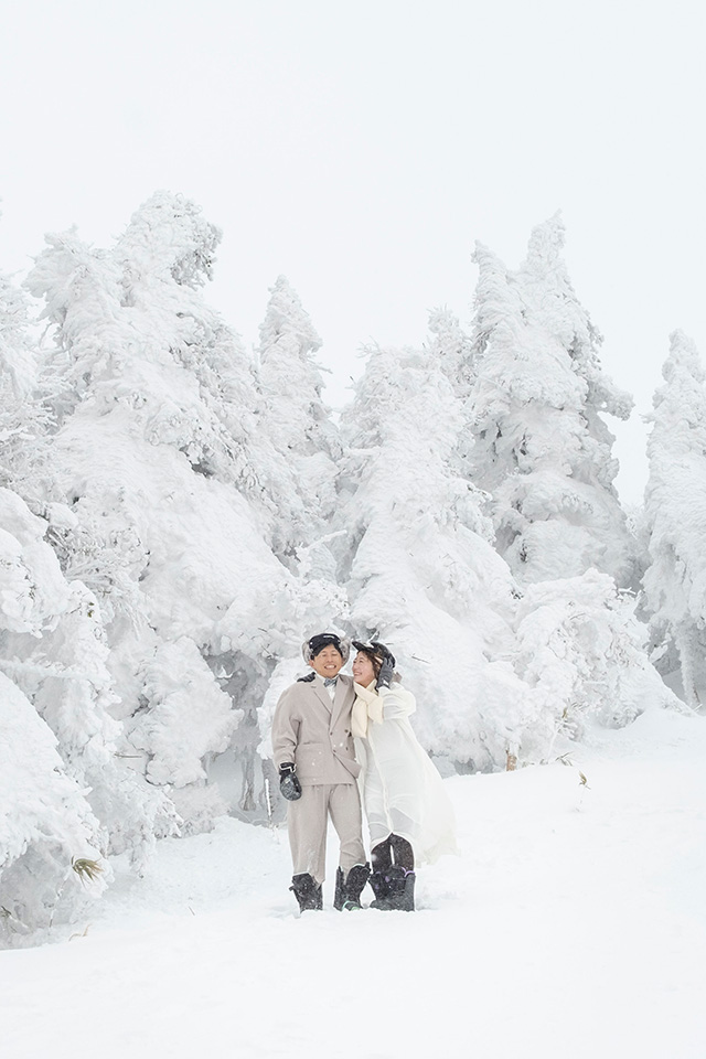 箕輪スキー場の樹氷にて撮影